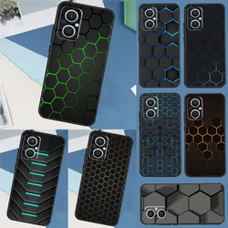 Carbon Fibre Futuristische Neon Honingraat Telefoon Hoesje Voor Oppo Find X3 Neo X2 Pro X 6X5 Lite Reno 4 5 6 7 8 Lite 3 2z 4z 5z 8T Coque