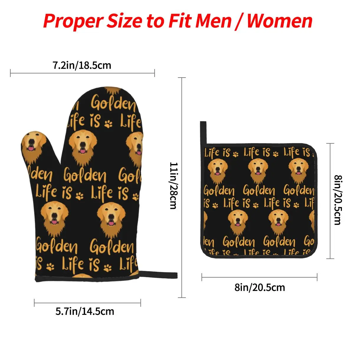 GOLDEN RETRIEVER Quote Oven Mitts and Pot Holder Sets of 4 for Baking Kitchen Cooking BBQ Resistant Non-Slip Gloves