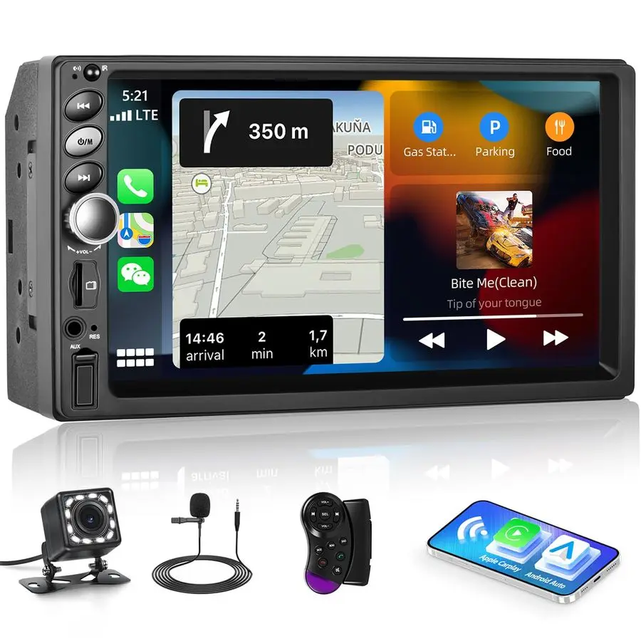 

Din Car Stereo,7 Touch Screen Radio with CarPlay Android Auto Car Multimedia Player Mirror Link FM Radio Receiver with Bluetooth