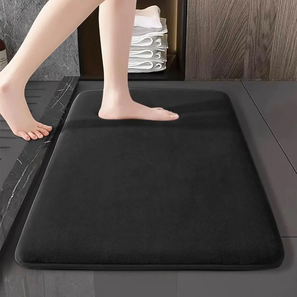 Thickened Coral Velvet Solid Colour Floor Mat Bathroom Living Room Doorway Water-absorbent Non-slip Mat Bedroom Foot Mat Carpet