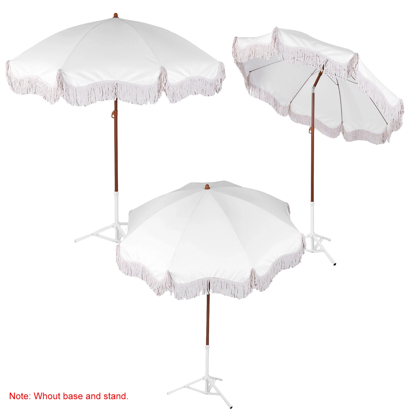 

Boho Beach Umbrella Multi-Purpose Adjustable Patio Umbrellas Leisure Tassel Umbrella for Courtyard/Swimming Pool/Balcony