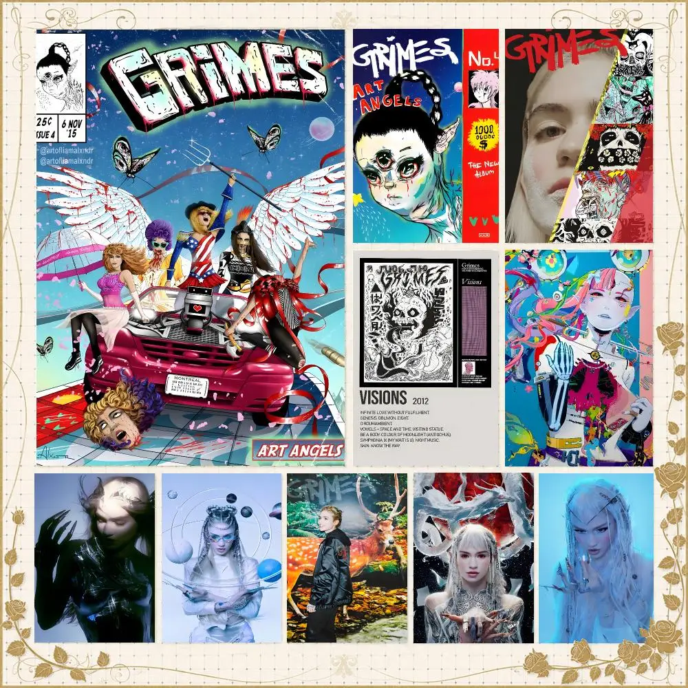 Singer G-Grimes Electronic Art Pop Poster Wall Art Bedroom Living Room Dorm Bar Cafe Gym Studio Home Decor Gifts