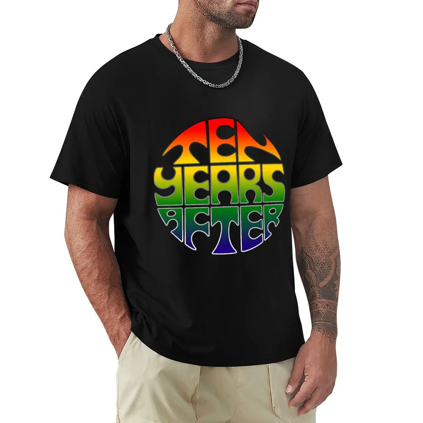 

Ten Years After Rainbow Logo T-Shirt quick-drying rapper graphic tees Clothing mens vintage t shirts
