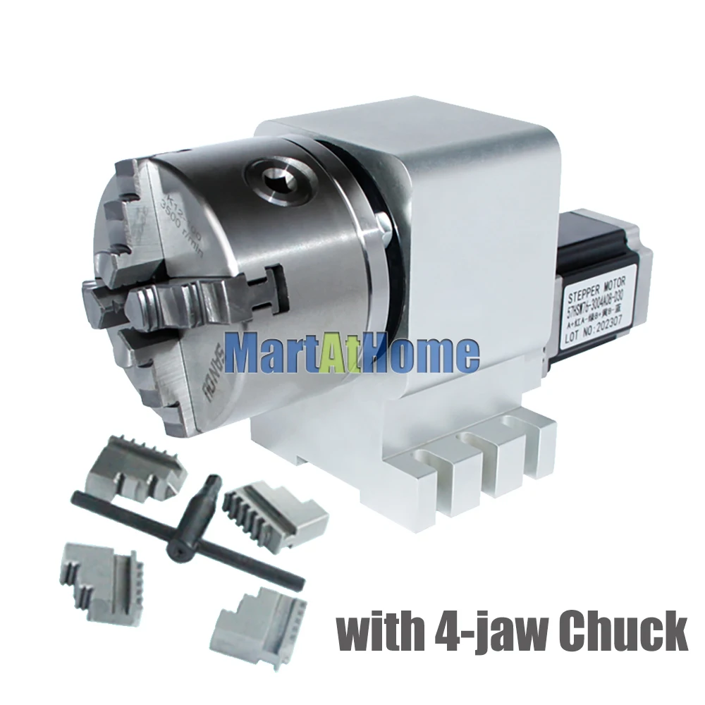 CRA609 CNC Rotary Axis Indexer 4th Axis Center Height 100 Ratio 10:1 Through-Hole 22mm with 100 Chuck for CNC Router