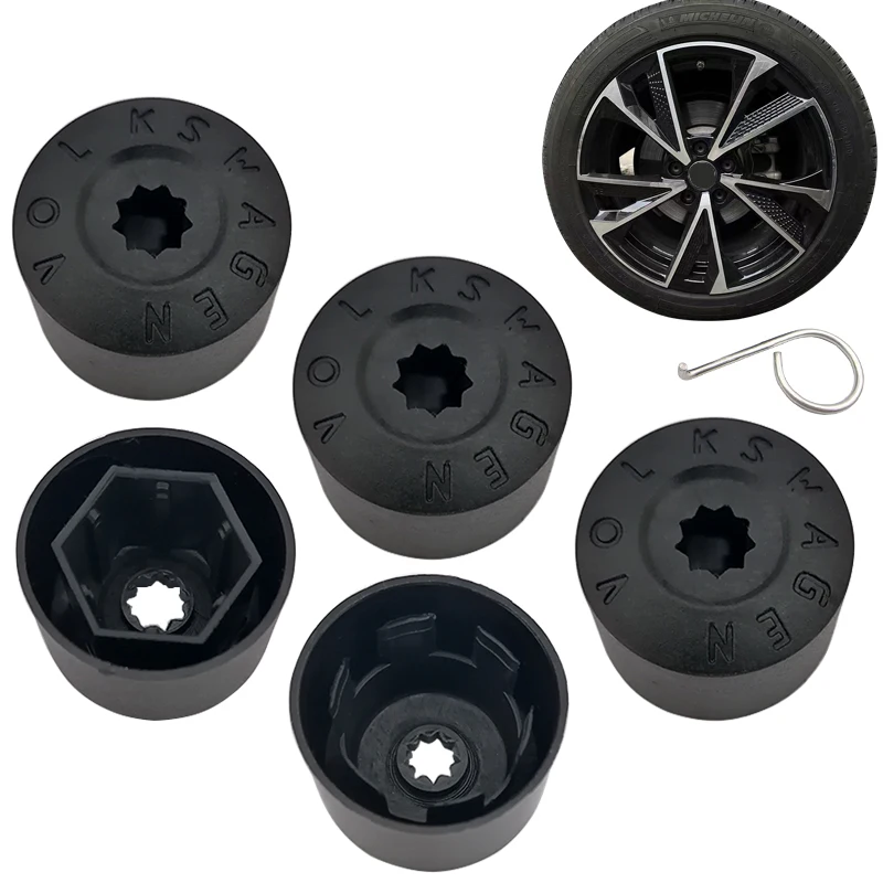 Car Wheel Lug Nuts Covers Bolt Head Protection Cap Black Plastic Electroplated Decorative Wheel Rim Screws For Volkswagen Golf