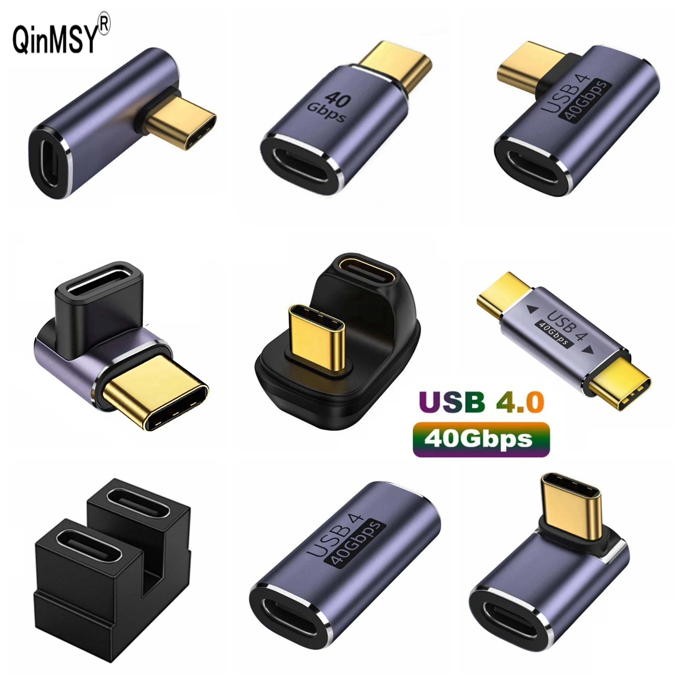 

USB 4.0 PD 100 Вт 8K 60 Гц Разъем для зарядного устройства для Macbook 40 Гбит/с USB C OTG U-образный прямоугольный кабельный адаптер «папа-мама»