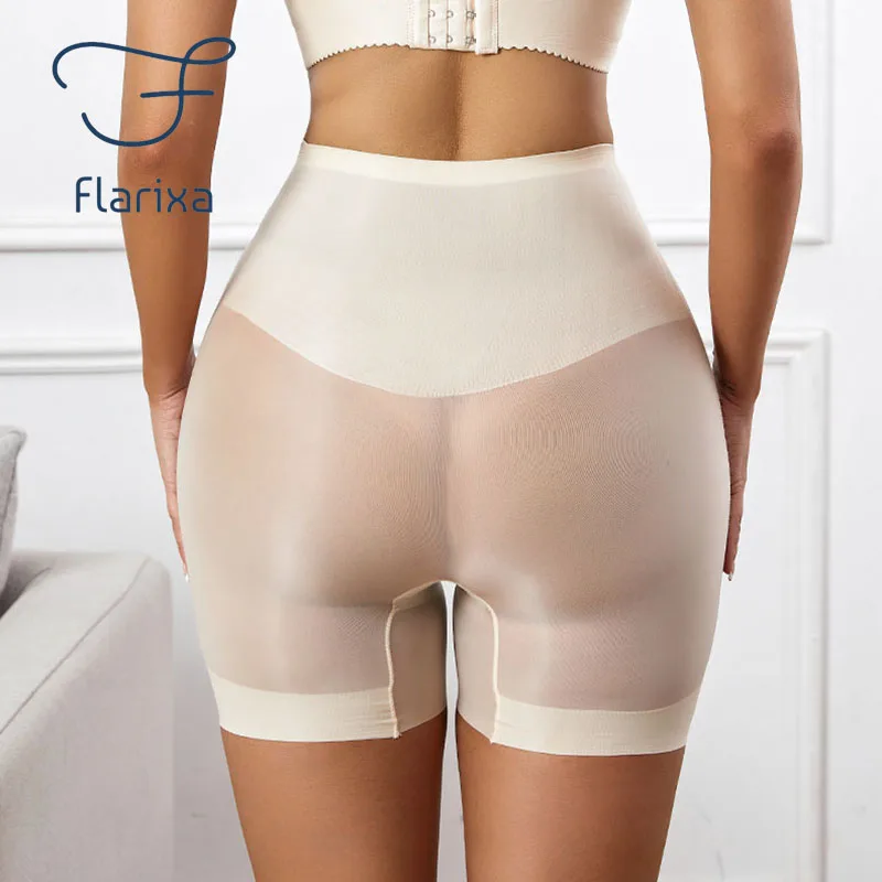 Flarixa Body Shapewear Woman High Waist Slimming Shorts Postpartum Abdomen Control Panties Ultra Thin Ice Silk Shaping Underwear