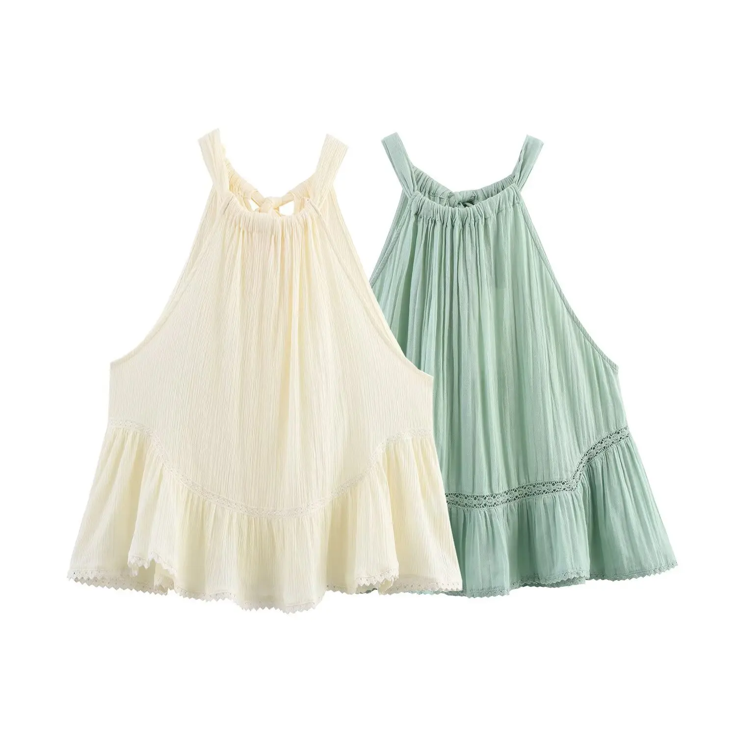 

Women's Faion Casual Embroidered Lace Tank Top Women's Knot Embroidered Lace Collar Pullover Top