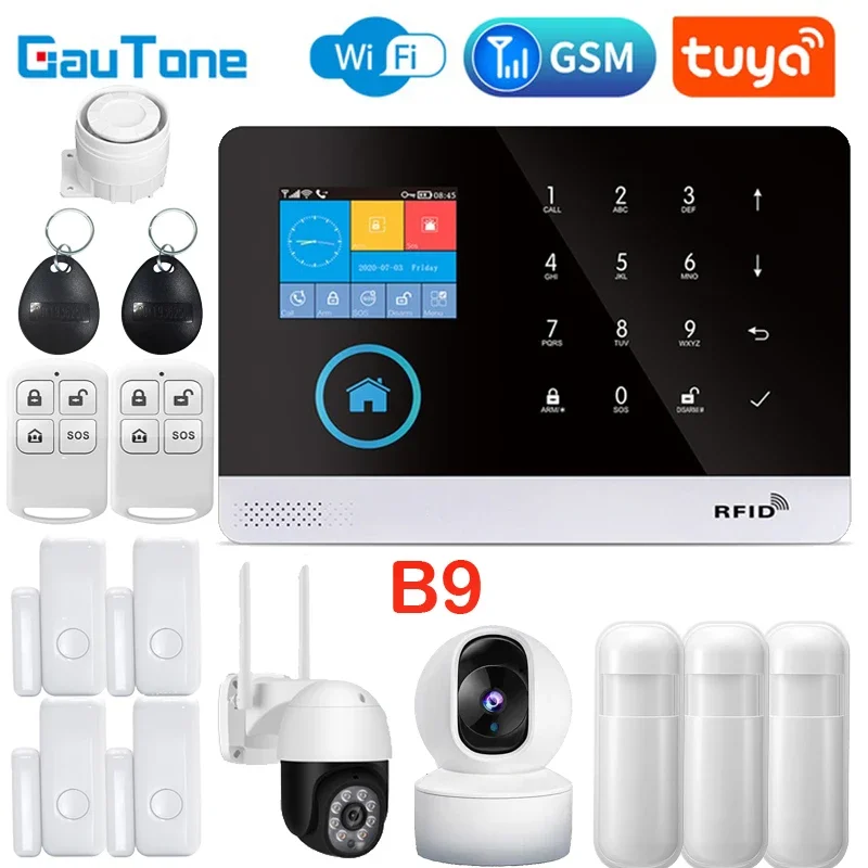 PG103 Tuya Smart Wifi Home Security Alarm System Wireless GSM Fire Alarm System Panel Smart Life IP cameras App Control work