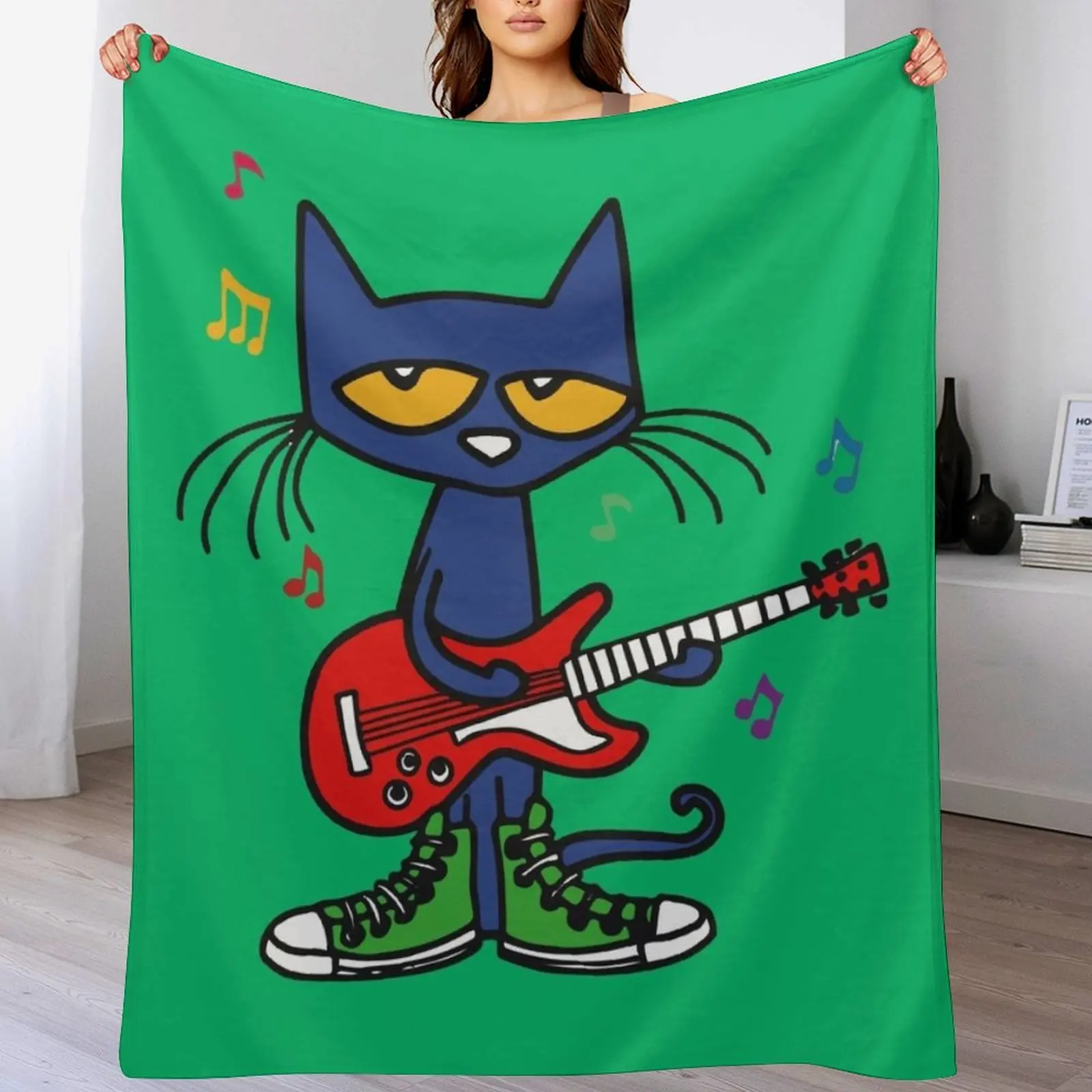 Pete the cat singing Throw Blanket Long Lasting Soft Plush Blanket for Daily Use