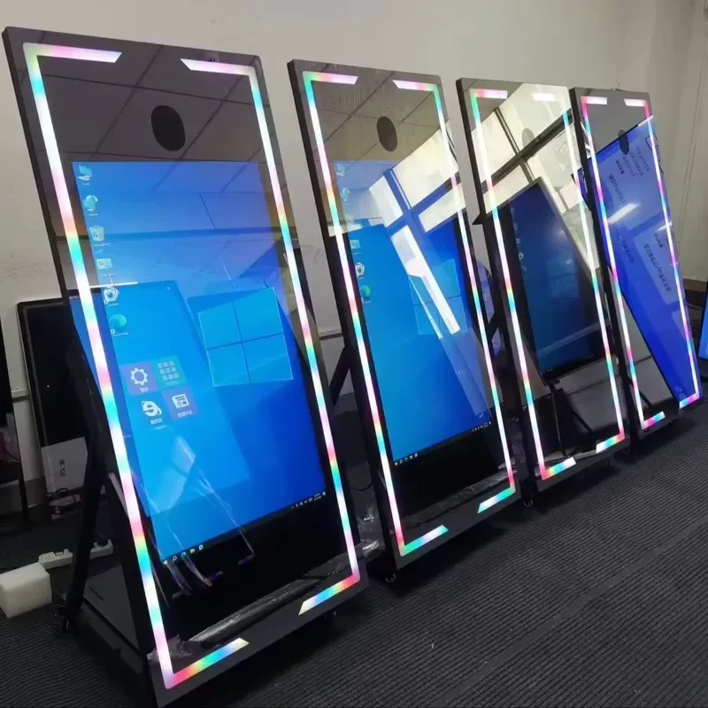 65 Inch Magic Mirror Photo Booth with Camera Printer Touch Screen LED Frame for Event Parties Weddings