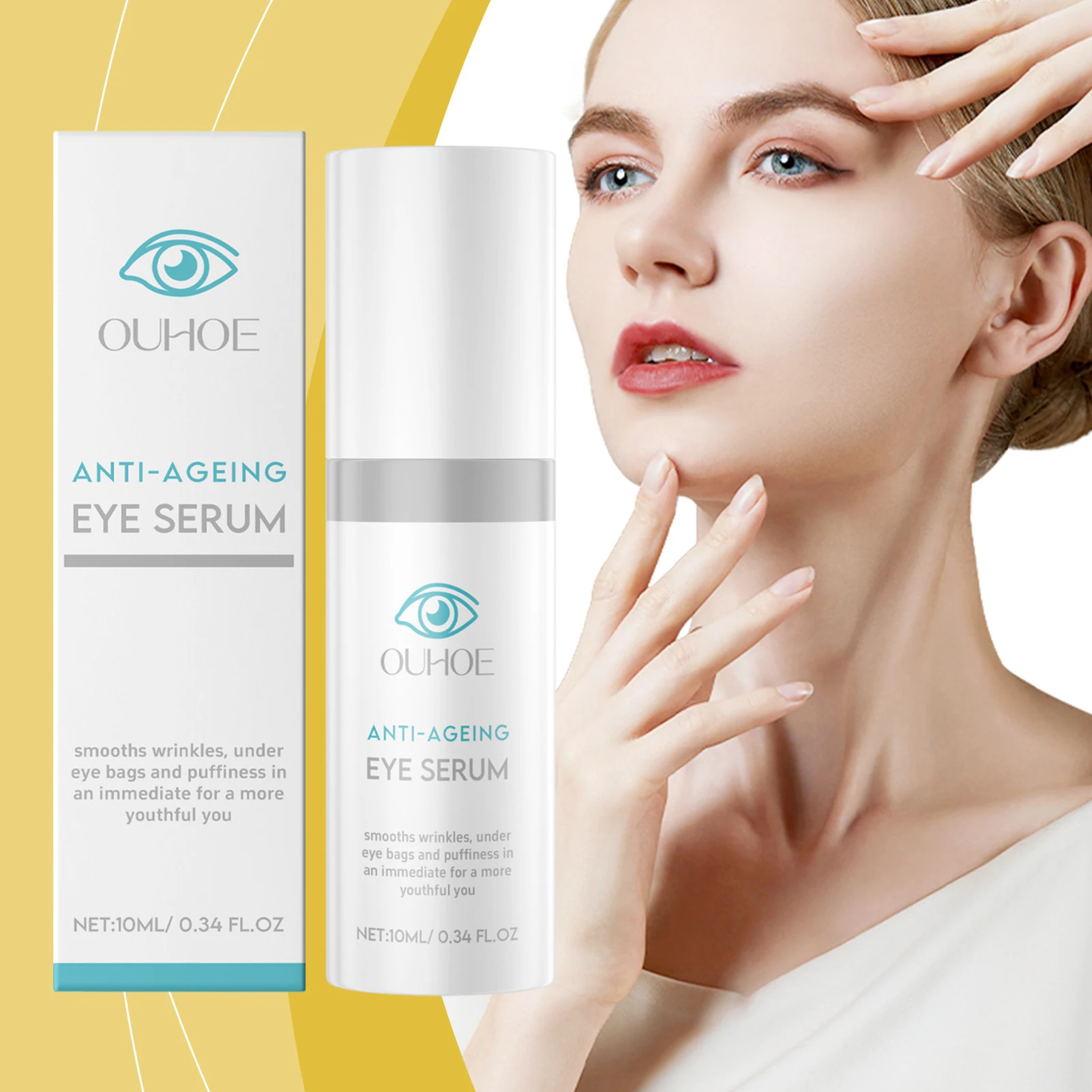 10ml Eye Serum for Hydration and Elasticity Peptide Infused Anti Wrinkle Moisturizing Treatment for Delicate Skin Care