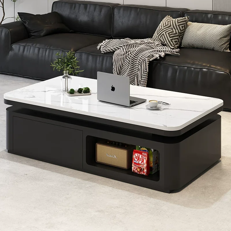 Mesa de centro de lujo con almacenamiento, mesa auxiliar moderna para sala de estar con cajones organizadores, mesa auxiliar para escribir, muebles para el hogar