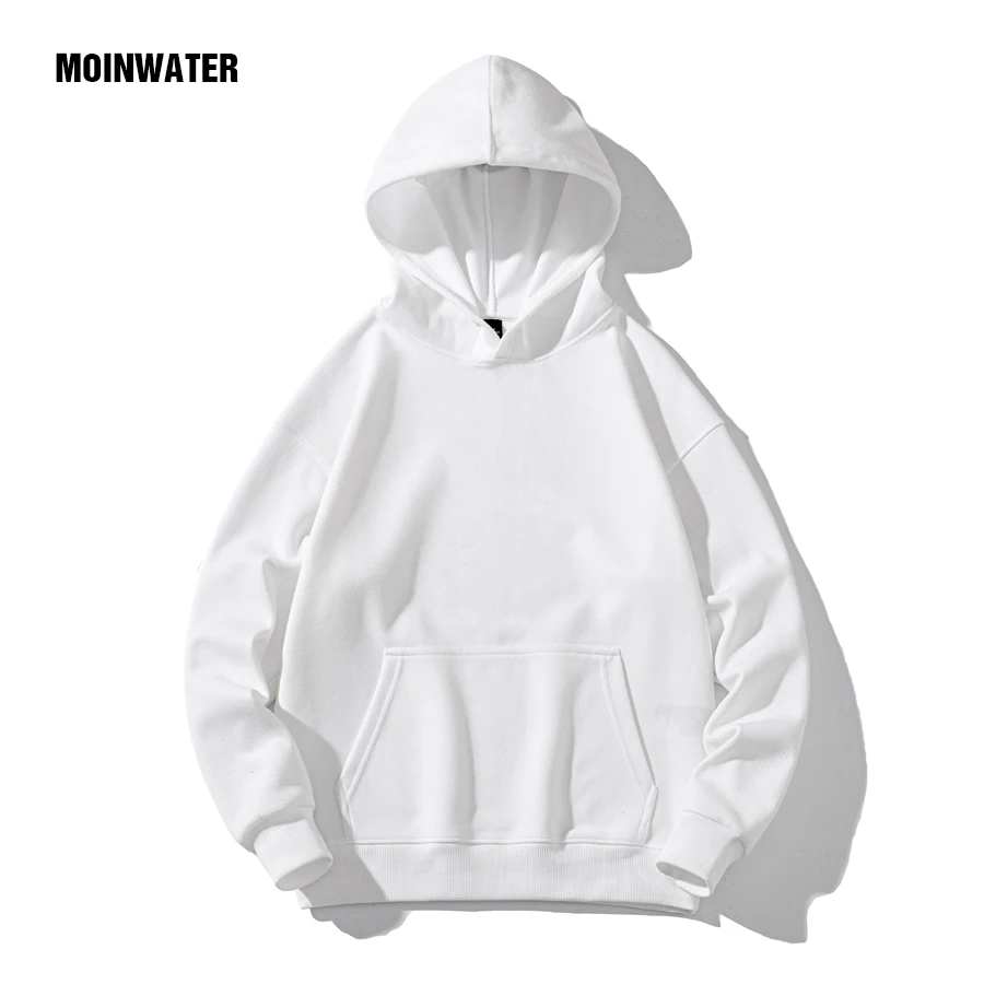 MOINWATER Men New Casual Hoodies Male Grey White Streetwear Oversized Hooded Sweatshirts Tops for Spring Autumn MMH2302