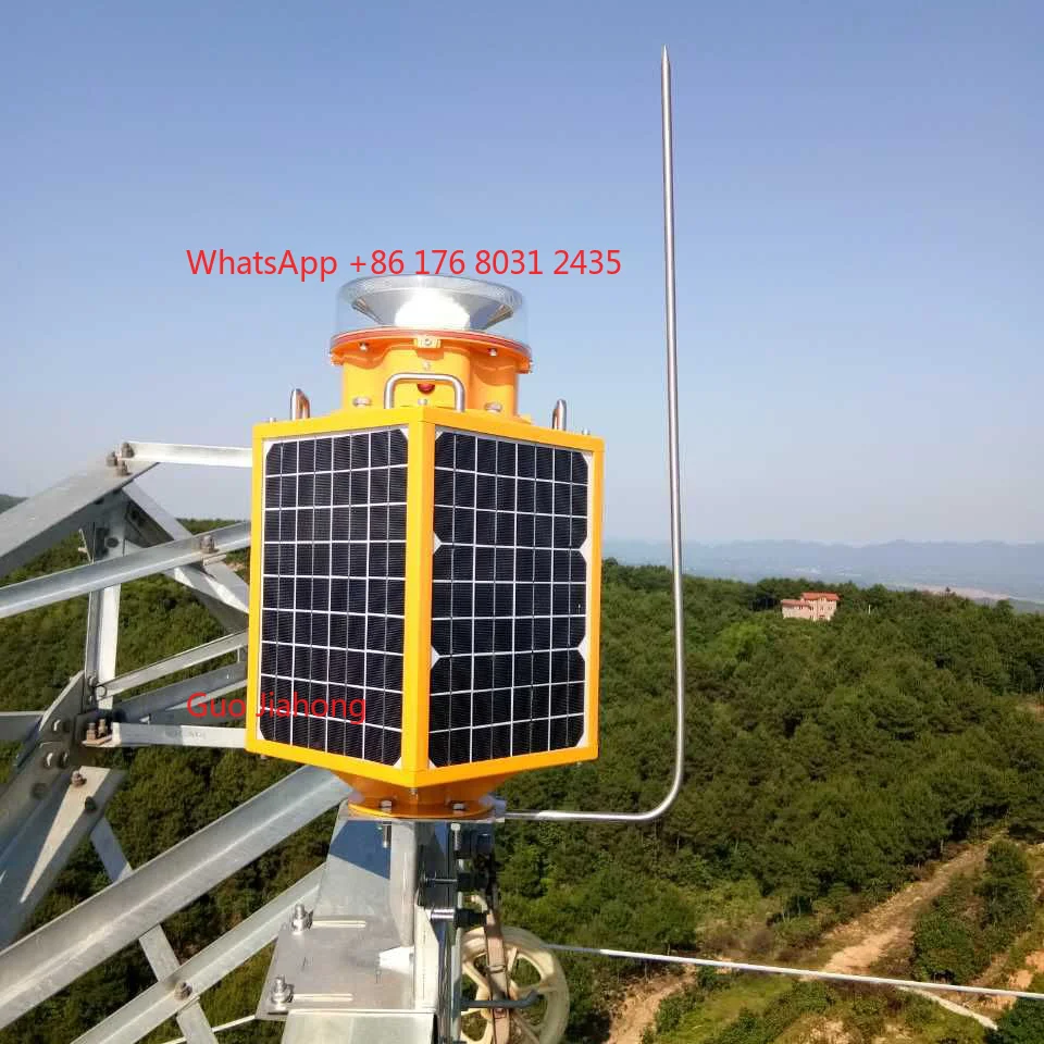 

IR Solar Medium Intensity Aviation Obstacle Light Red Flashing 2000cd Night Marker Aicraft Warning Obstruction Light