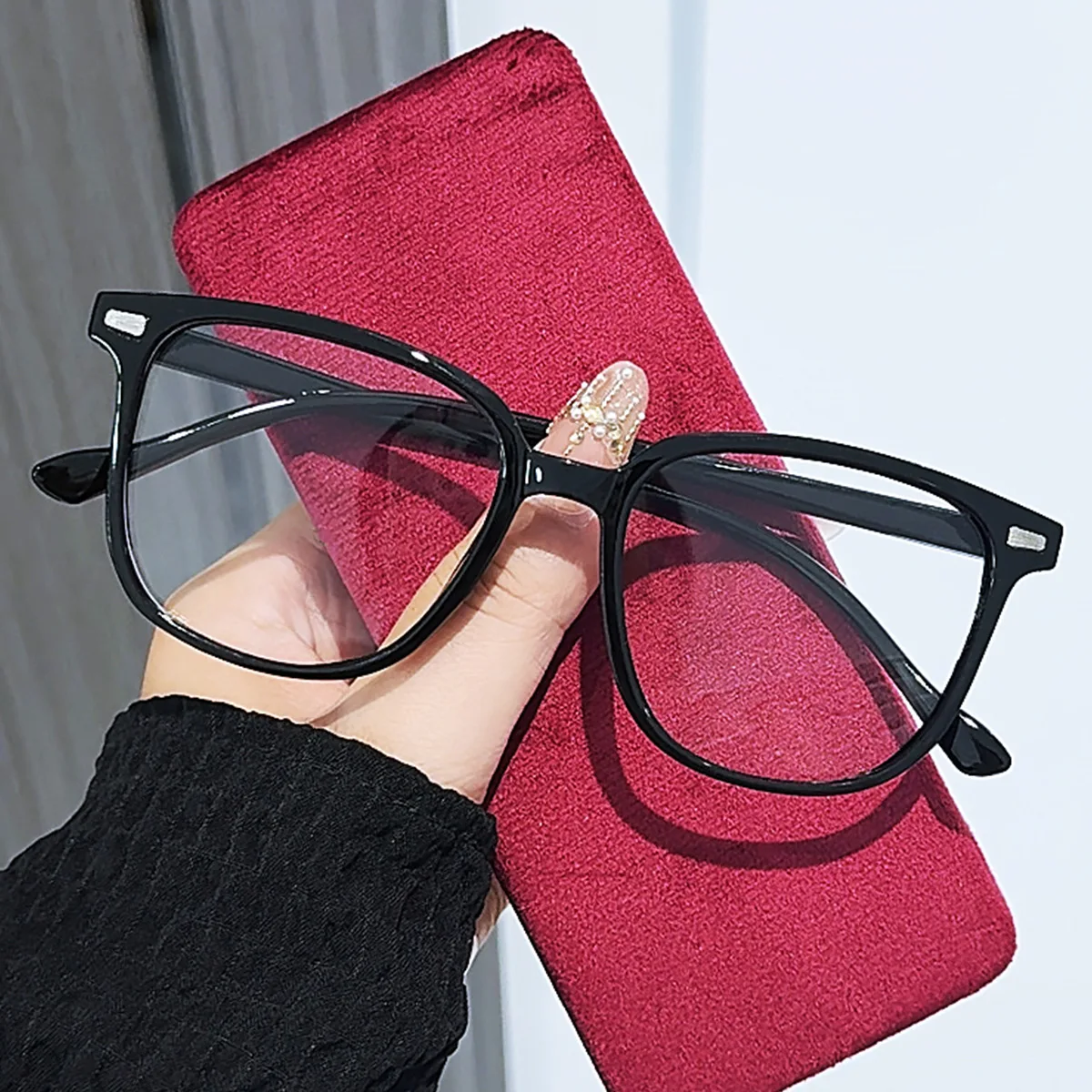Neue modische Anti-Blaulicht-Flachbrille für große Gesichter, Retro-Myopie-Brille, fertige Produkte können mit verschreibungspflichtigen Anti-Blaulicht-Rahmen ausgestattet werden