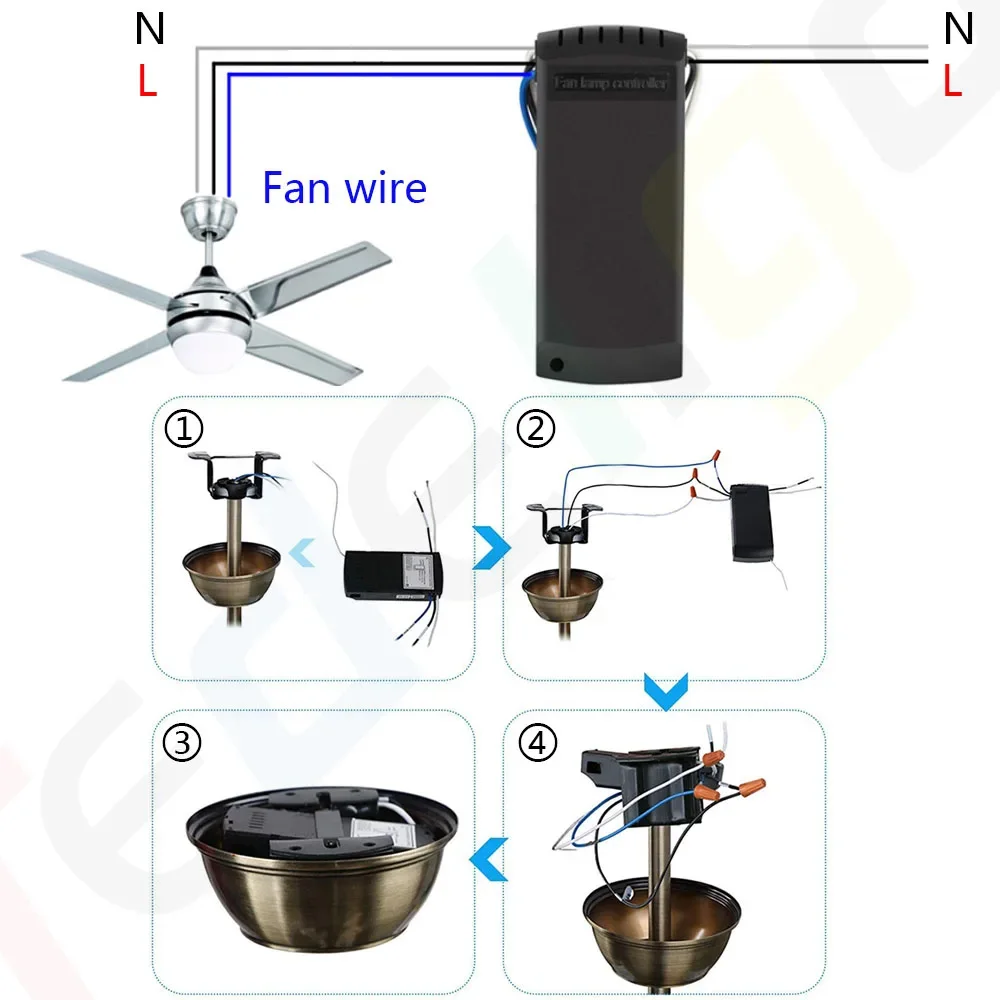 Universal Deckenventilator Lampe Fernbedienung Kit AC 110V 220V Timing Control Schalter Eingestellt Wind Geschwindigkeit Sender Empfänger – Detail 5
