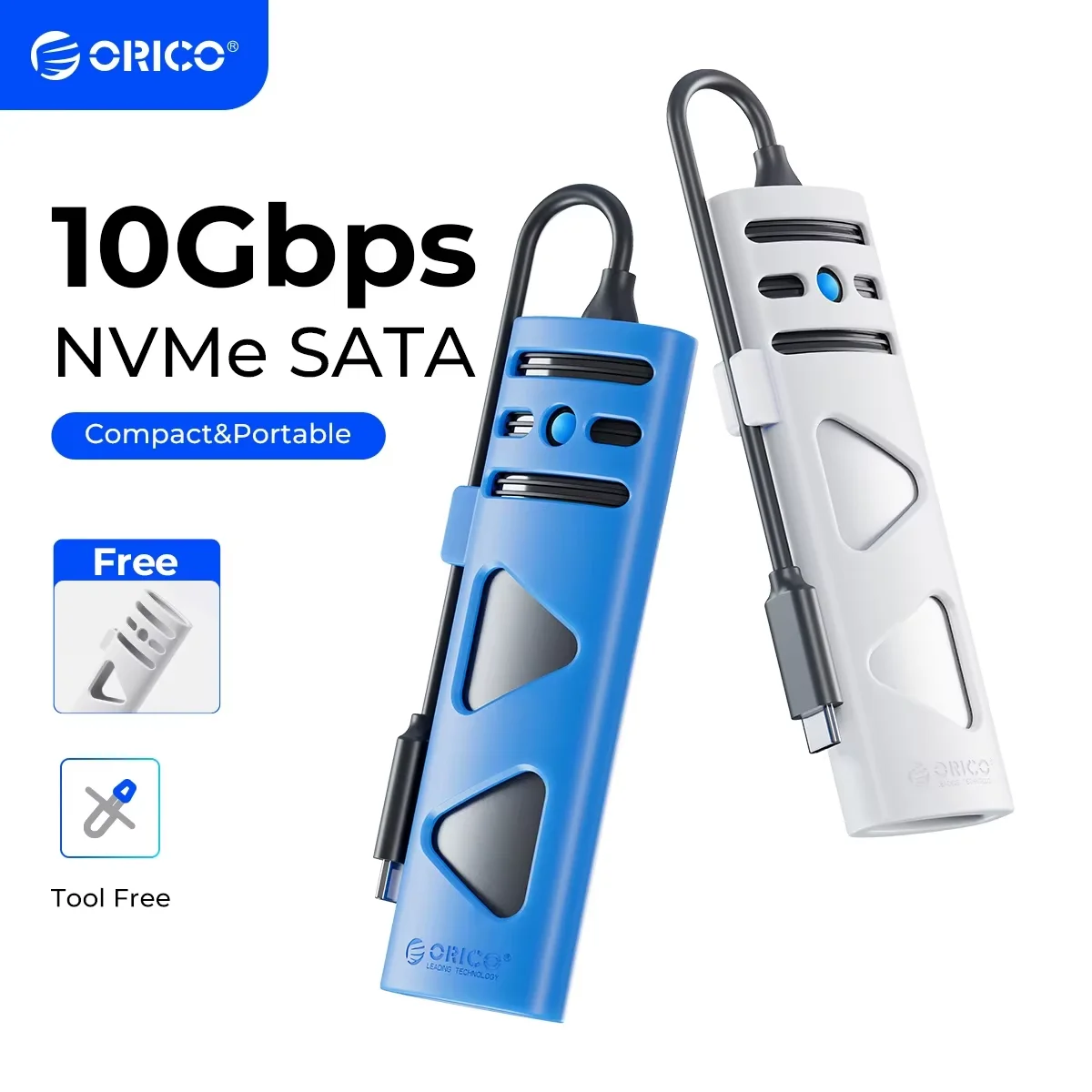 กล่องใส่ SSD แบบพกพา ORICO รองรับ M2 NVME SATA โปรโตคอลคู่ ไม่ต้องใช้เครื่องมือ กล่องใส่ M.2 SSD ภายนอก สำหรับ NVME PCIE NGFF SATA SSD