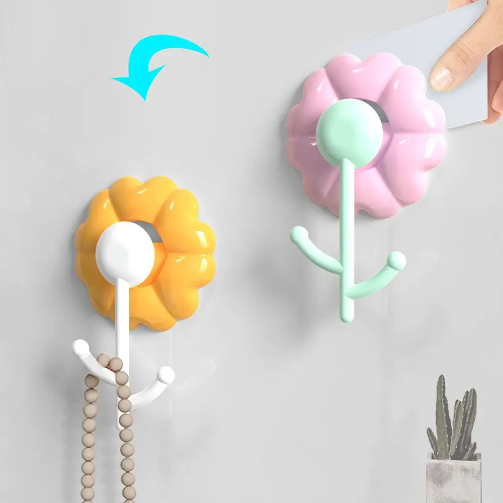 New Flower Suction Cup Hook Wall-mounted Sunflower Home Hook Bathroom Accessories Vacuum Traceless Sticky Hook