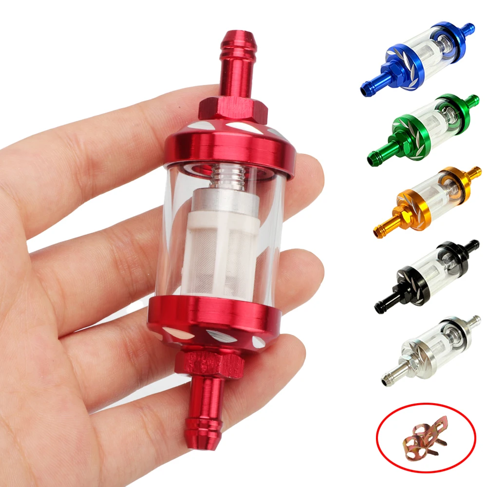 

8mm CNC Aluminum Alloy Glass Gas Fuel Gasoline Oil Filter Moto For Dirt Pit Bike 125/140/150/160cc CRF70 90 110 TTR100 110 KLX65
