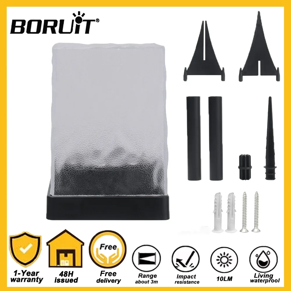 

Солнечный садовый светильник BORUiT с интеллектуальным управлением освещением, автоматическим включением/выключением, 3 режима установки для двора, сада, патио, наружного использования