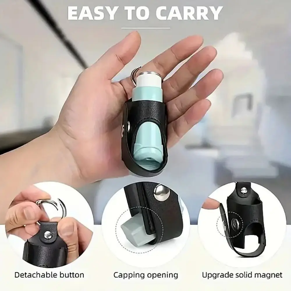 PU Spray Bottle Storage Bag Protective Lightweight Inhaler Spacer Holder Compact with Buckle Inhaler Key Chain Daily Use