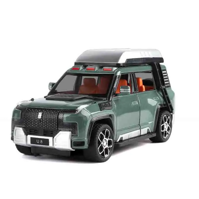 1:24 Alla ricerca di U8 Modelli di auto giocattolo Metallo pressofuso Assorbimento degli urti Tirare indietro 7 porte aperte Collezione SUV per i regali dei ragazzi