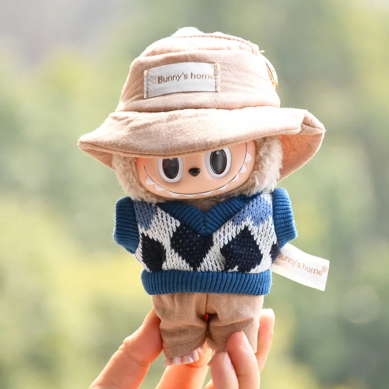 17cm Cute Mini Plush Doll\'S Clothes Outfit Accessories For Korea Kpop Exo Labubu Idol Dolls Overalls Hat Clothing DIY Kids Gift