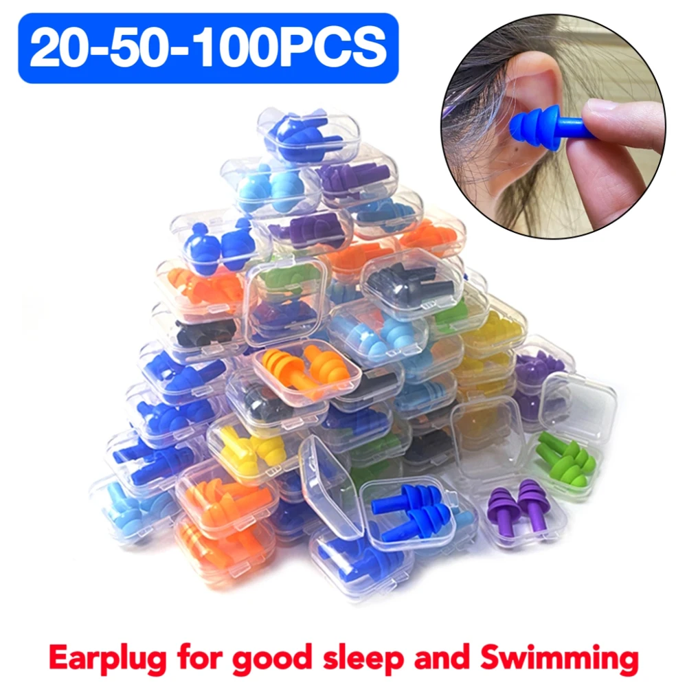 Soft Silicone Earplugs Waterproof Swimming Ear Plugs Reusable Noise Reduction Sleeping Ear Plugs Hearing Protector With Box