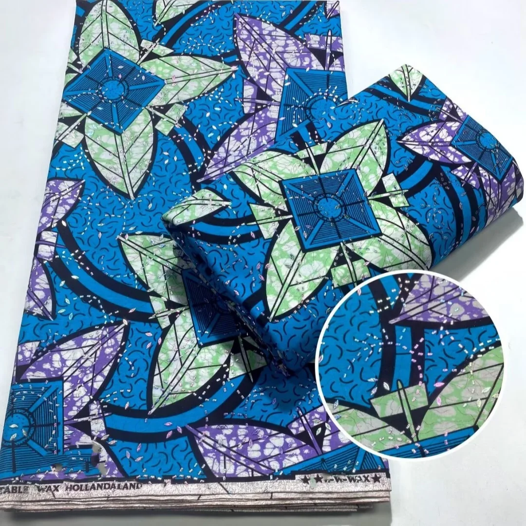 

Новинка 2026: Африканские ткани в нигерийском стиле, высококачественные африканские ткани с восковым принтом и кристаллами, супер-восковые ткани для пэчворка 3C1