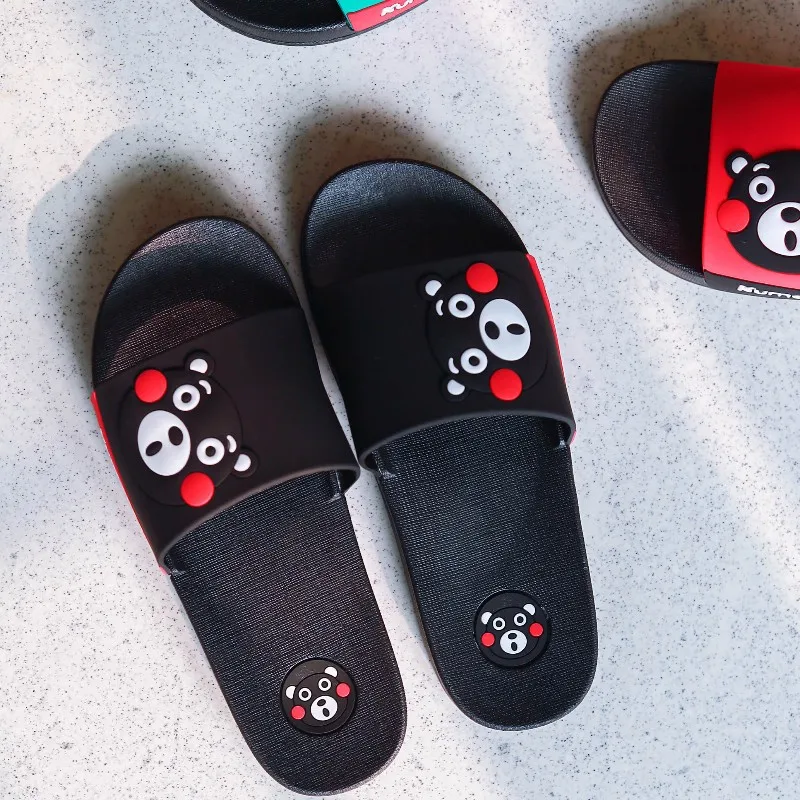 Verão arco kumamon sapatos chinelos moda feminina anti-derrapante casa de banho interior e exterior wear praia lazer