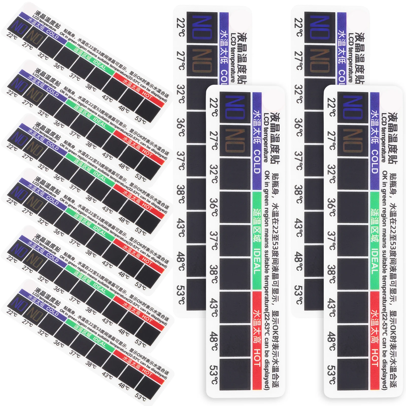 

10 шт., физиологическая полоска для измерения температуры солевы, клейкий термометр для обнаружения лихорадки воды на теле, ЖК-дисплей, наклейка, патч-метр