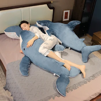 거대한 고래 봉제 장난감, 빅 사이즈 바다 동물 수면 베개, 부드러운 그레이트 블루 샤크 인형 피규어 모델, 어린이용 교육 선물 