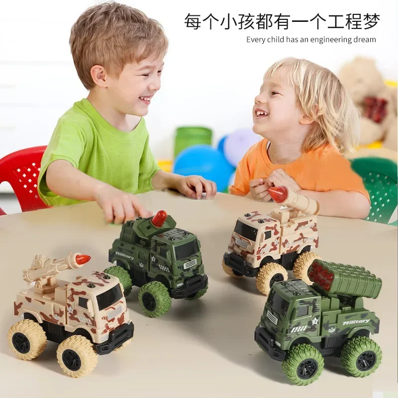 Mini Children\'s Simulation Inertial Engineering Fire Truck Stirring Truck Digging Car Pull Back Car Toys Model Classic Toys