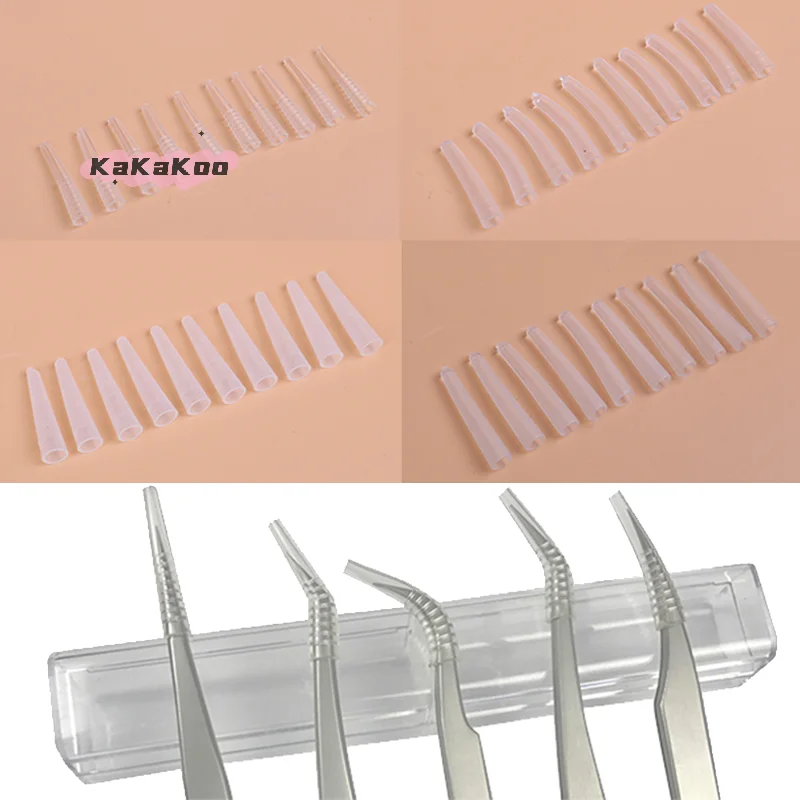 Étuis à pincettes en Silicone, 10 pièces, couvertures de pointes de greffage de cils pour Salon de beauté, outils de maquillage, housses de protection