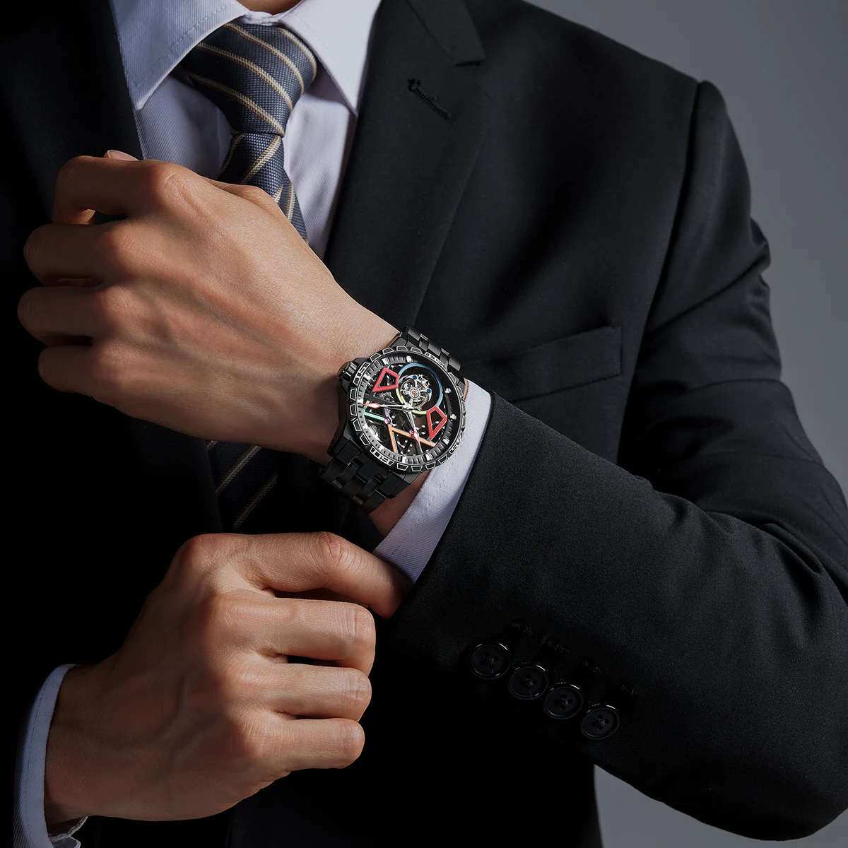 

Raymondoya настоящие механические часы с турбийоном, роскошные мужские часы со скелетом и турбийоном, сапфировые водонепроницаемые часы