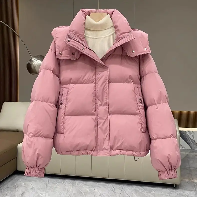 

2026 Popular Hooded Short Cotton Jacket for Women Bread Coat Thickened Simple Large Size Fashionable for Petite Figures