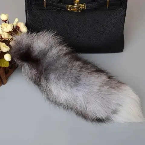 Fashion Faux Fur Fake Fox Tail Pendant Soft Animal Tail Fox Tail Key Ring with Metal Clasp Handbag Decorative Tail Cosplay