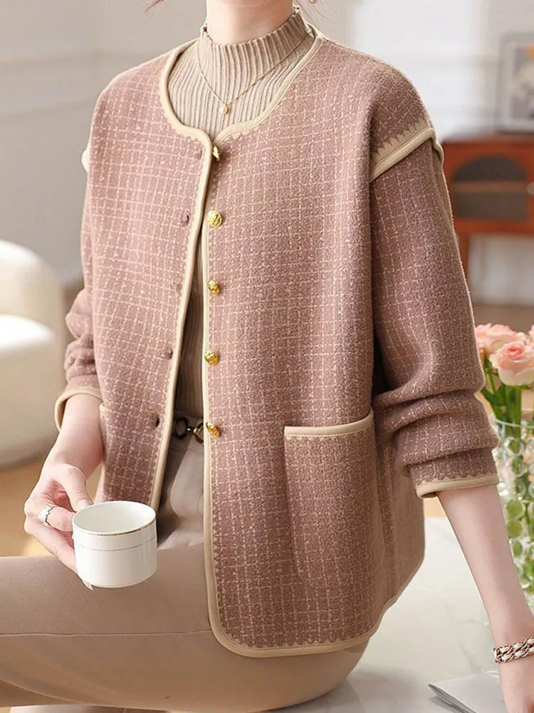 Herbst Winter Lose Outer Frauen Casual Oansatz Einreiher Gestrickte Jacken Koreanische Mode Langarm Chaquetas Blusas Neue