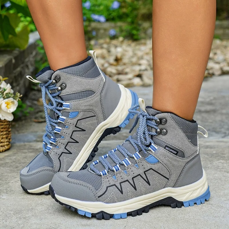 Outdoor Men's Hiking Shoes Waterproof Leather Sneakers Climbing&Trail Shoes Anti-slip Wear-resistant Mountain Trekking Shoes