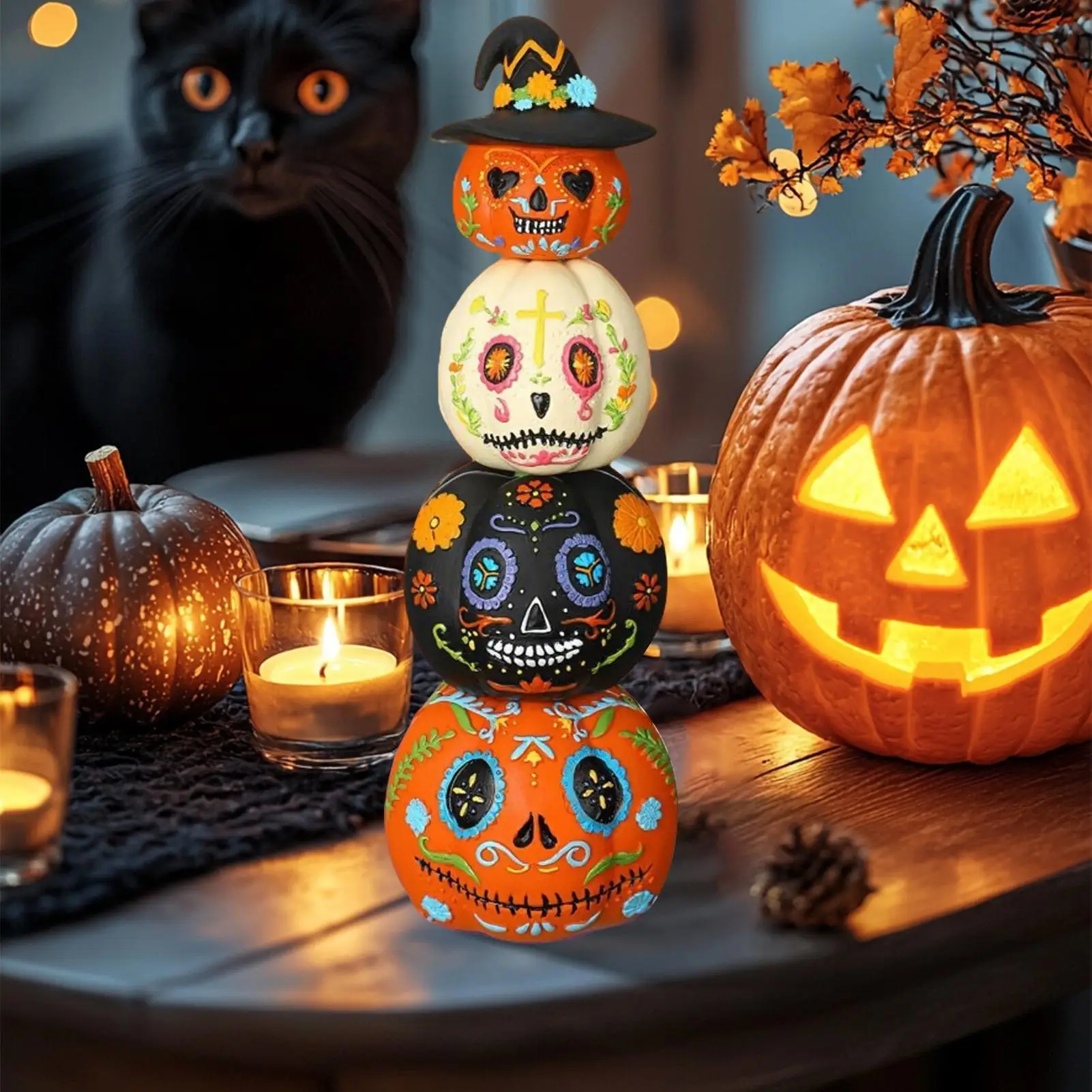 

Хэллоуин сложенные тыквы ужасный праздничный декор сложенная смоляная статуя тыквы ужас Хэллоуин скульптура для фестиваля двора