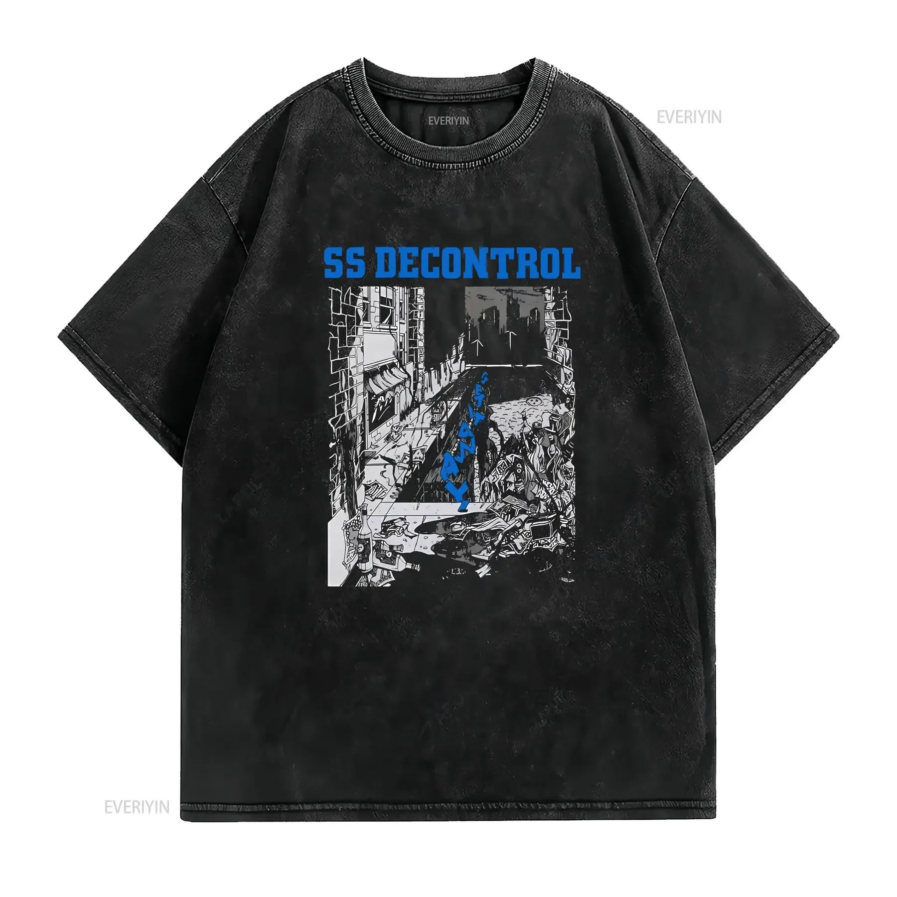تي شيرت SS Decontrol Get It Away بجميع المقاسات ملابس الشارع المغسولة العتيقة القابلة للتنفس، قميص مريح للارتداء اليومي، جرافيك أوم