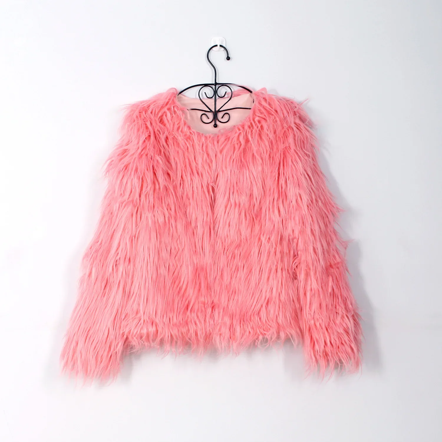 High-End-Plüsch-Kunstpelzmantel für Damen, veganes Leder, luxuriöse Oberbekleidung, weich, warm, ethische Mode