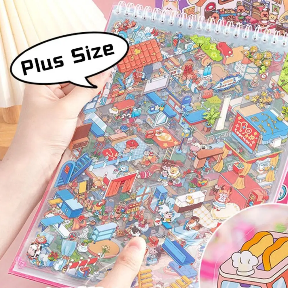 6-in-1 Miniature Landscape Sticker Collection Plus Size Capybara 3D Landscape Sticker PET Three-dimensional