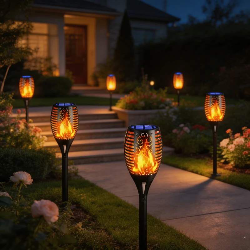 Outdoor Solar Garden Torch Light Flickering Flame 96 LED Waterproof Landscape Lawn Lamp for Yard Path Lighting Home Party Decor
