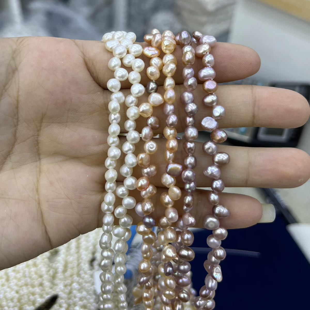 

4-5mm 4A Natural Freshwater Purple Yellow White Baroque Pearl Bead Jewelry Make DIY Necklace Bracelet Accessories Women Wedding