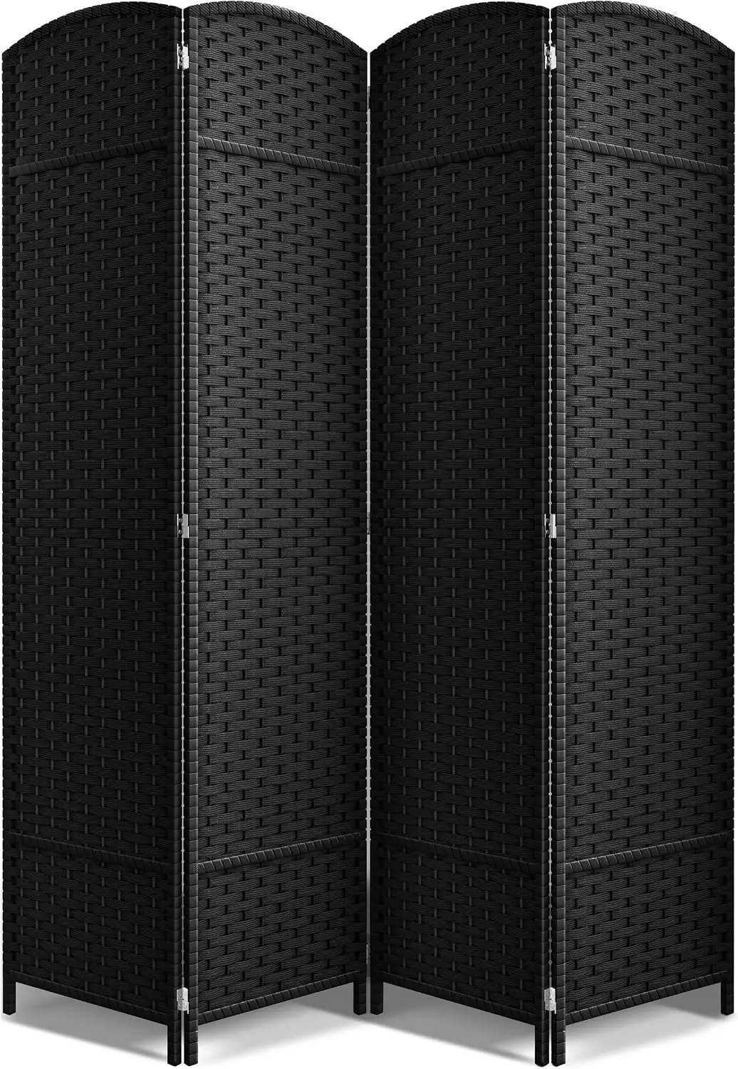 4 Panel Room Divider 6 Ft Tall Folding Privacy Screen Extra Wide Double Hinged Mesh Hand Woven Partition Wall Accent Furniture For Home Office Bedroom Studio Dorm