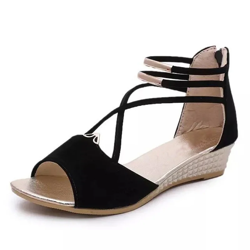 Comem Peep Toe Sandals With Heel Women Summer Shoes 2023 Woman Wedges Low Heels Fashion Ladies Shoe Woman Sandal Black Red 40