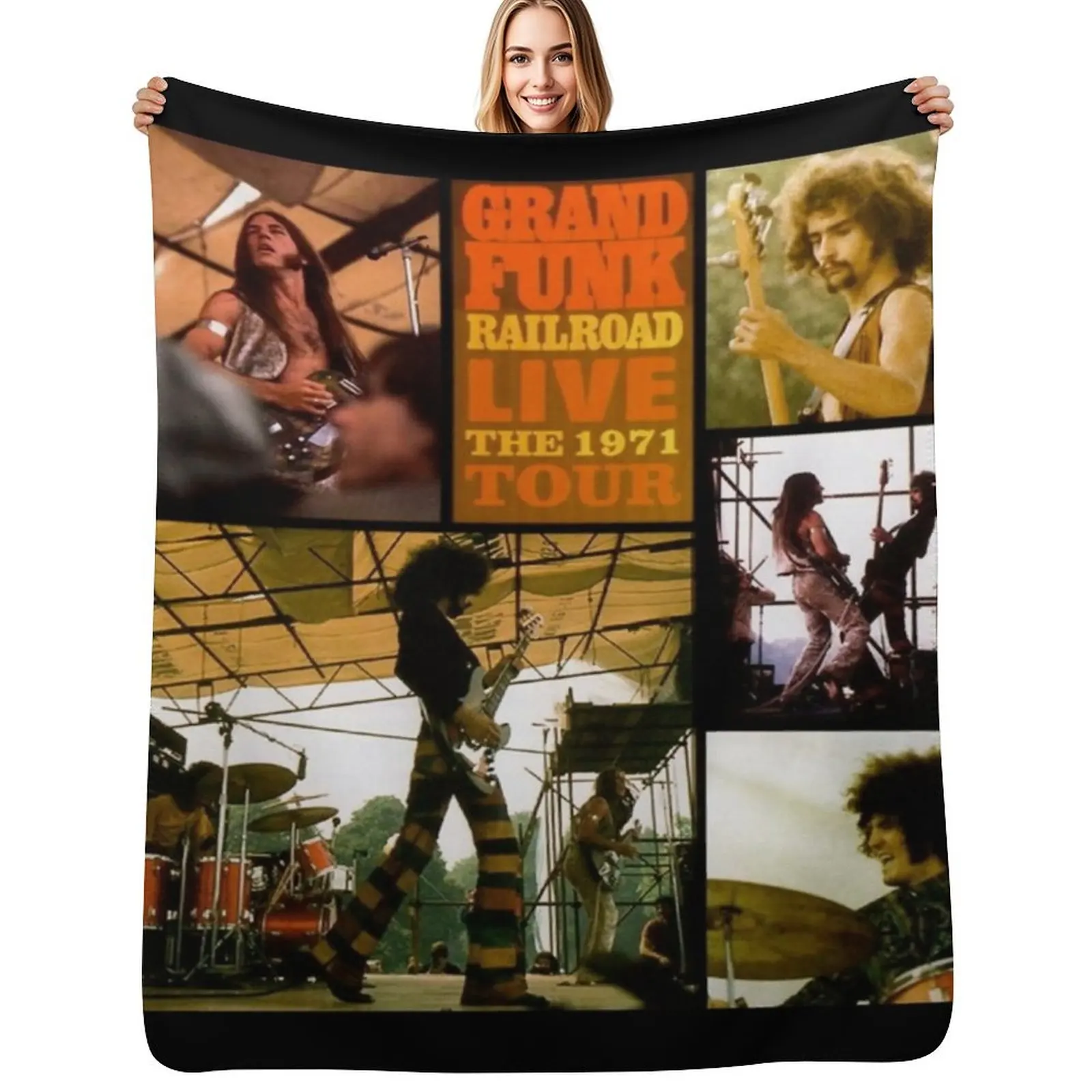 Grand Funk Railroad live the 1971 tour Throw Blanket No Pilling Soft Warm Blanket for Bed