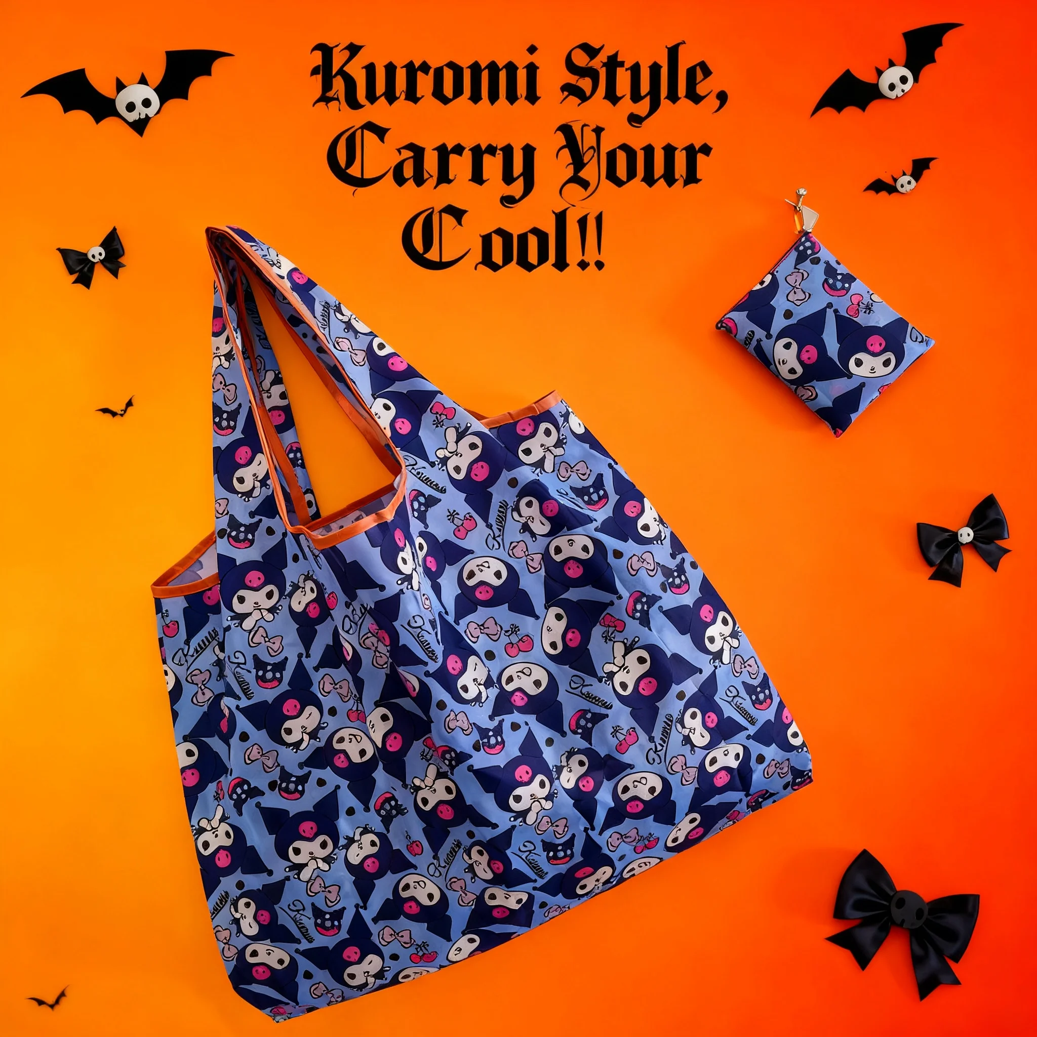 Large Fashion Cartoon Korean Foldable Eco Shopping Bag Waterproof Nylon Grocery Bag Portable Reusable Tote